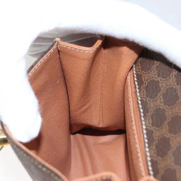CELINE Macadam Canvas Mini Hand Bag PVC Leather 2way Brown Gold Auth yk18202 - Picture 12 of 16